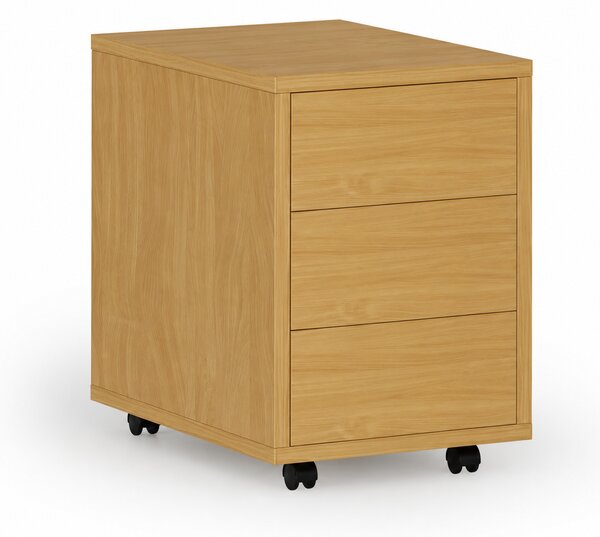 Kancelářský mobilní kontejner PRIMO WOOD, PUSH-lock, 3 zásuvky, buk