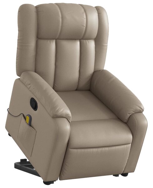 Zvedací masážní polohovací křeslo cappuccino umělá kůže 3205277