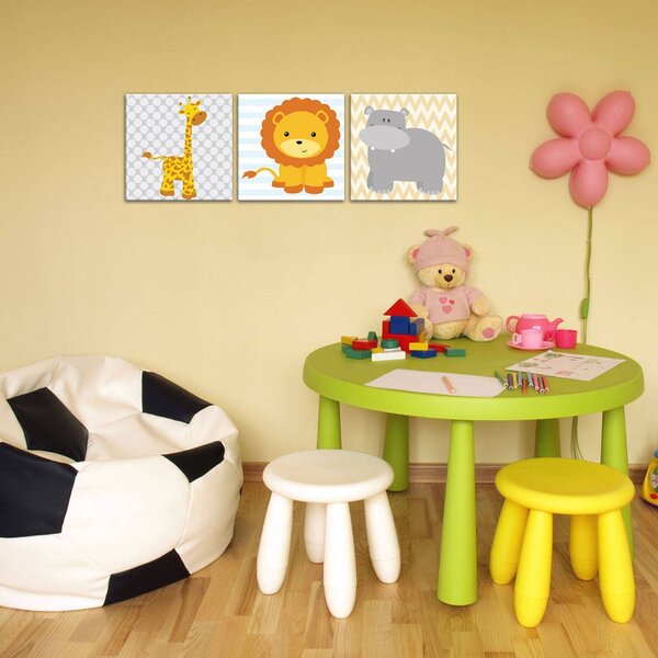 Obraz na plátně: Roztomilá zvířátka (2) - set 3ks 25x25cm