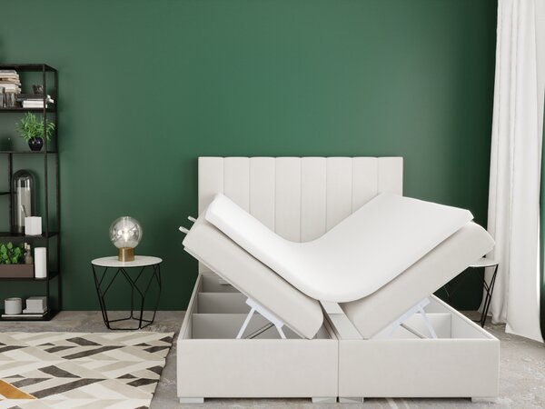 Boxspring postel 180 cm Pugno (smetanová) (s úložným prostorem)