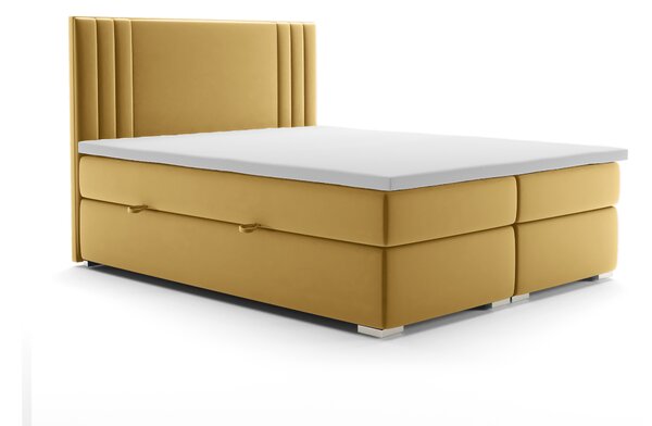 Kontinentální postel 180 cm Morcano (žlutá) (s úložným prostorem). 1044279