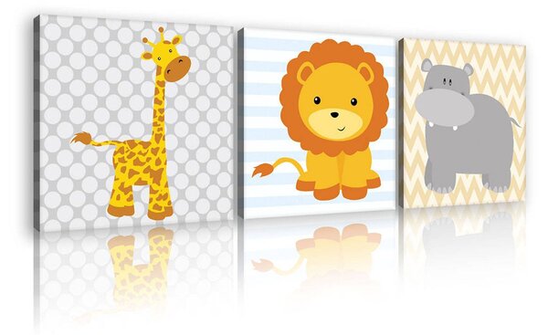 Obraz na plátně: Roztomilá zvířátka (2) - set 3ks 25x25cm