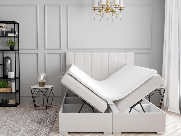 Boxspring postel 180 cm Pugno (smetanová) (s úložným prostorem)