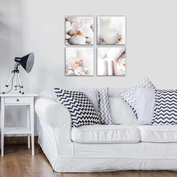 Obraz na plátně: Koupelnové oblázky (1) - set 4ks 25x25cm