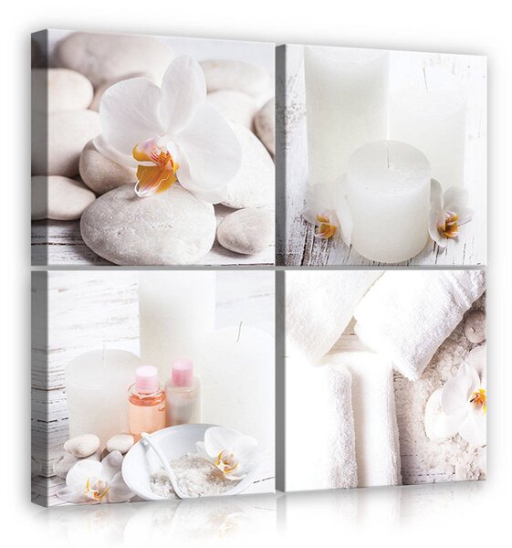 Obraz na plátně: Koupelnové oblázky (1) - set 4ks 25x25cm