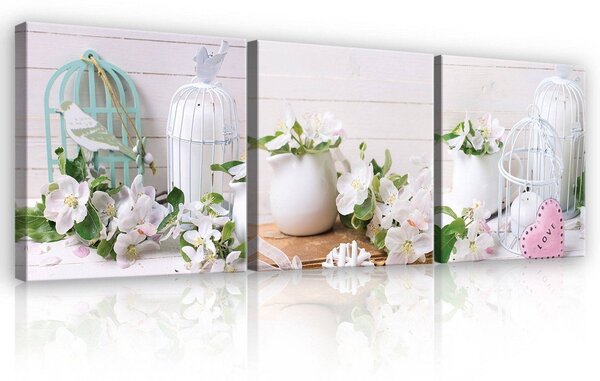 Obraz na plátně: Romantické zátiší - set 3ks 25x25cm
