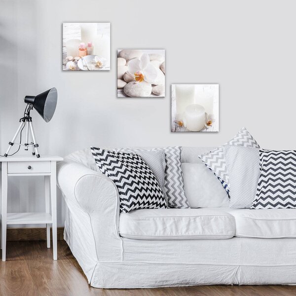 Obraz na plátně: Koupelnové oblázky (1) - set 3ks 25x25cm