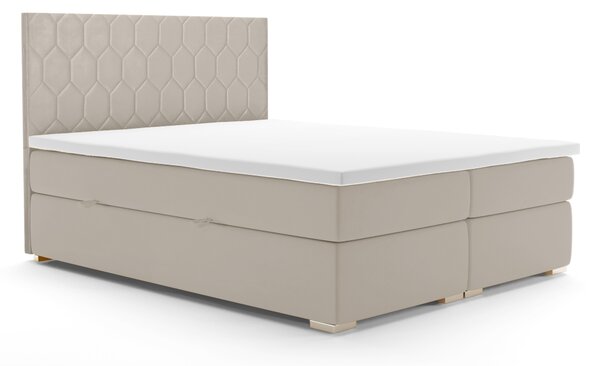 Kontinentální postel 160 cm Piranno (béžová) (s úložným prostorem). 1044284