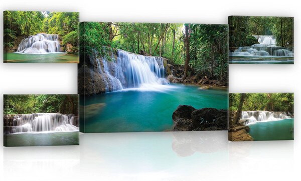 Obraz na plátně: Vodopády (2) - set 1ks 70x50 cm a 4ks 32,4x22,8 cm