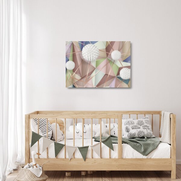 Skleněný obraz - 3D Abstrakce v pastelových barvách (70x50 cm)
