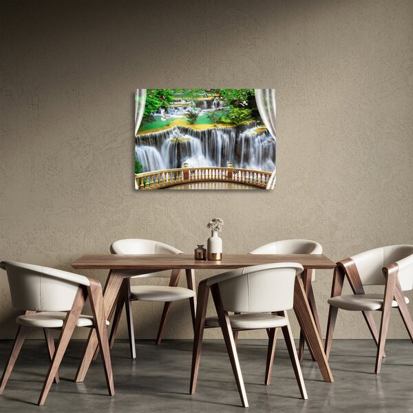Skleněný obraz - Výhled na kouzelné vodopády (70x50 cm)