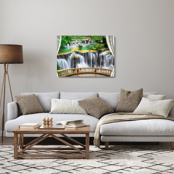 Skleněný obraz - Výhled na kouzelné vodopády (70x50 cm)