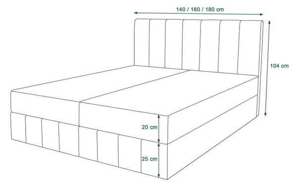 Boxspringová postel MADLEN - 160x200, béžová