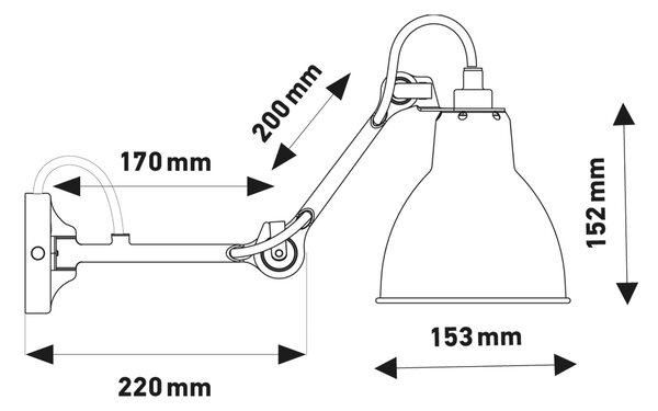 DCW éditions Lampe Gras N°204 E27 nástěnné svítidlo k posteli Černá