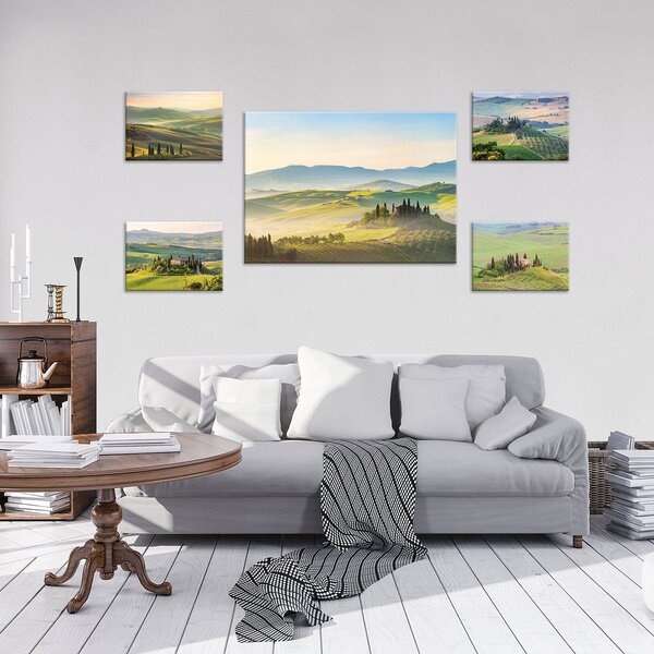 Obraz na plátně: Toskánsko - set 1ks 70x50 cm a 4ks 32,4x22,8 cm