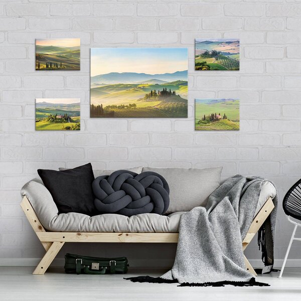 Obraz na plátně: Toskánsko - set 1ks 70x50 cm a 4ks 32,4x22,8 cm