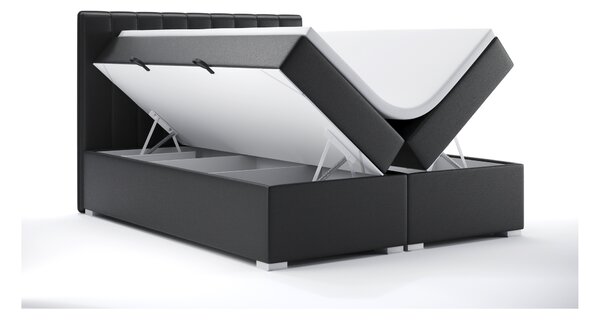 Boxspring postel 140 cm Ranaly (černá ekokůže) (s úložným prostorem)