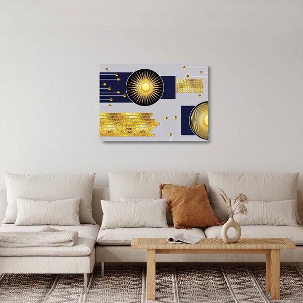 Skleněný obraz - Zlaté kruhy (70x50 cm)