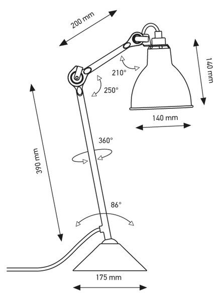 DCW éditions Lampe Gras N°205 E14 stolní svítidlo MosazOvál