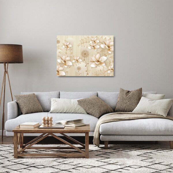 Skleněný obraz - Kompozice zlatých květin (70x50 cm)