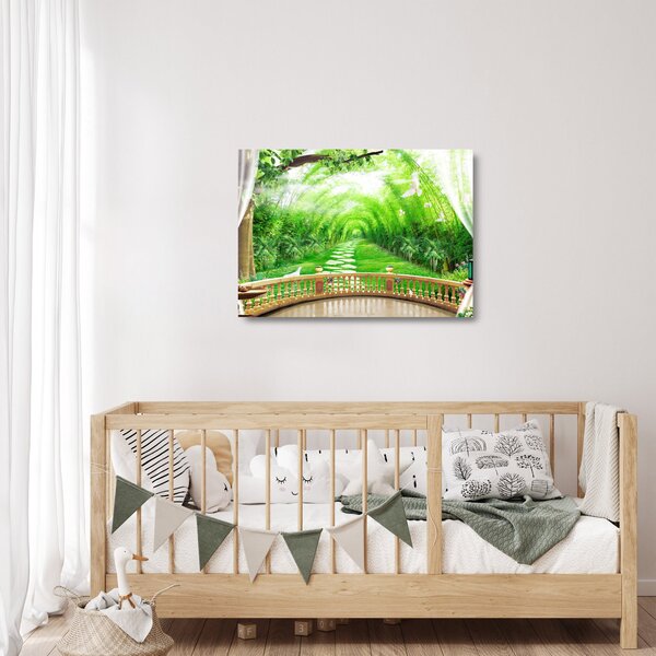 Skleněný obraz - Výhled na tropickou zahradu (70x50 cm)