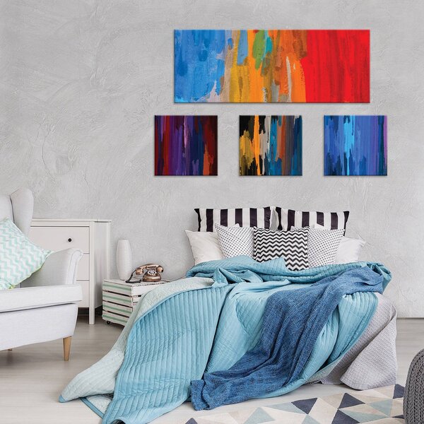 Obraz na plátně: Tahy štětcem - set 1ks 80x30 cm a 3ks 25,8x24,8 cm