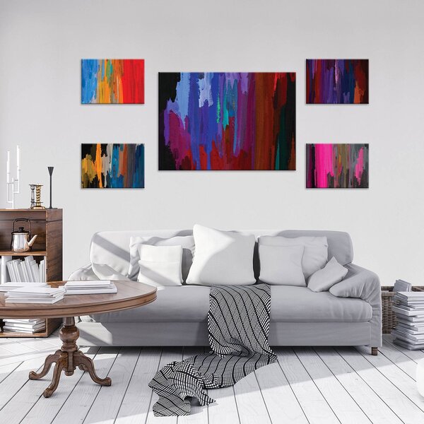 Obraz na plátně: Tahy štětcem - set 1ks 70x50 cm a 4ks 32,4x22,8 cm