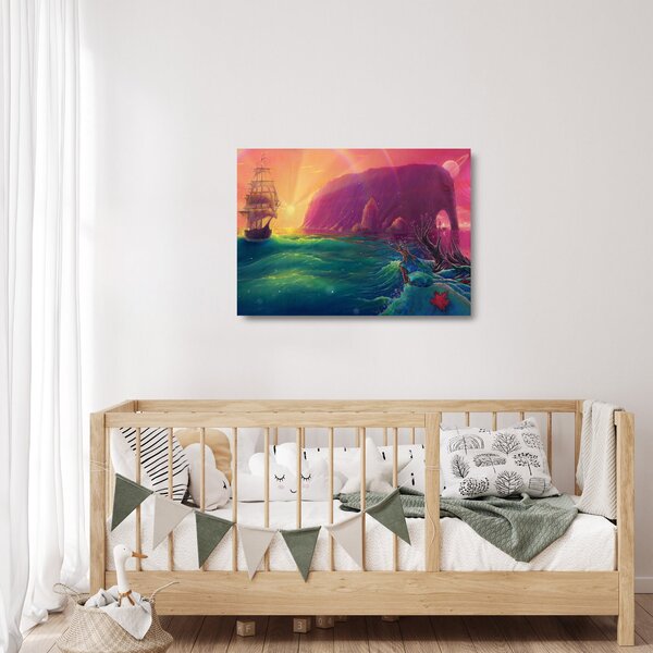 Skleněný obraz - Olejomalba, Plavba do fantastické říše (70x50 cm)