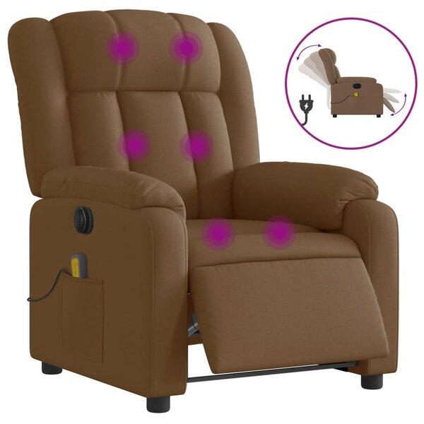 Elektrické masážní polohovací křeslo hnědé textil 3205308