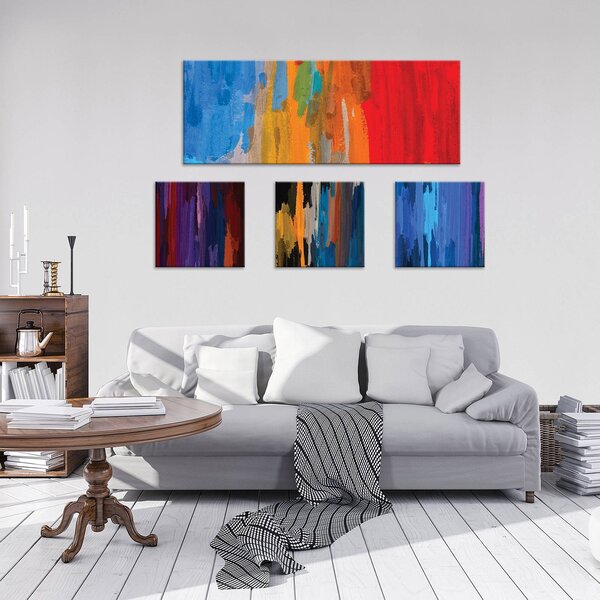 Obraz na plátně: Tahy štětcem - set 1ks 80x30 cm a 3ks 25,8x24,8 cm