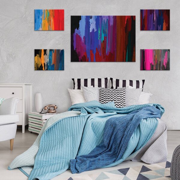 Obraz na plátně: Tahy štětcem - set 1ks 70x50 cm a 4ks 32,4x22,8 cm