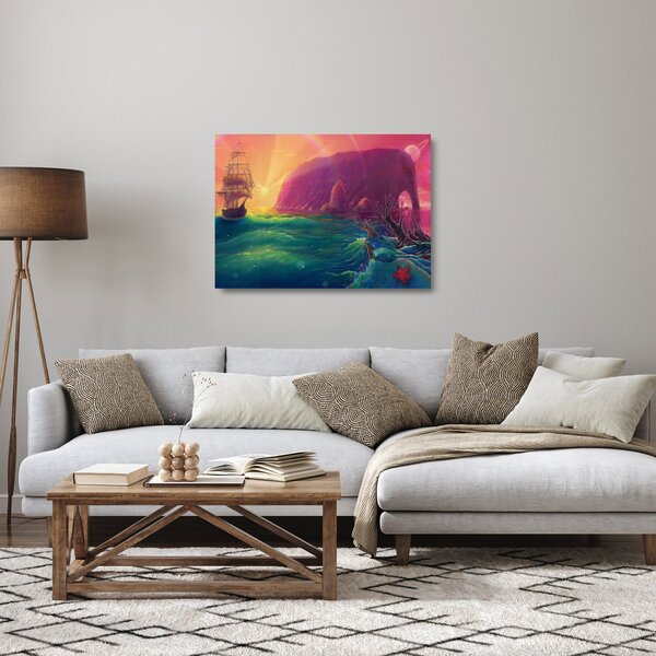 Skleněný obraz - Olejomalba, Plavba do fantastické říše (70x50 cm)