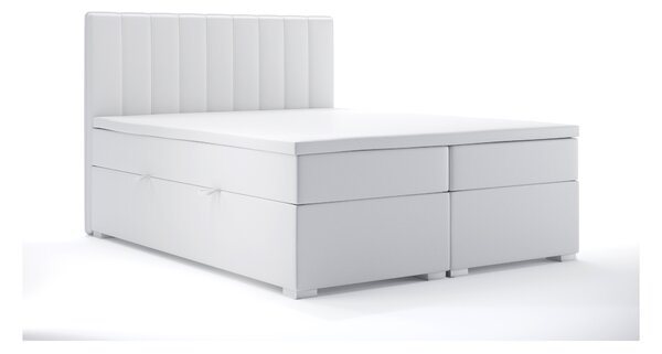 Boxspring postel 140 cm Ranaly (bílá ekokůže) (s úložným prostorem)