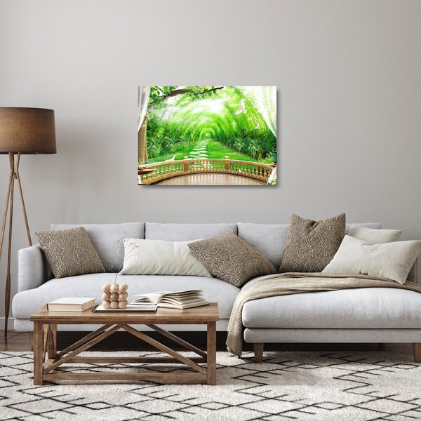 Skleněný obraz - Výhled na tropickou zahradu (70x50 cm)