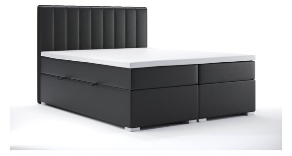 Boxspring postel 140 cm Ranaly (černá ekokůže) (s úložným prostorem)