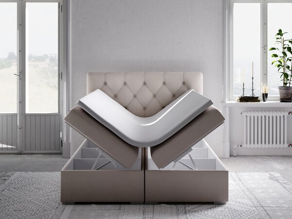 Boxspring postel 140 cm Ronda (béžová) (s úložným prostorem)