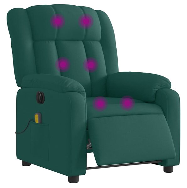 Elektrické masážní polohovací křeslo tmavě zelené textil 3205310