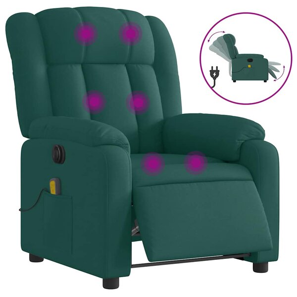 Elektrické masážní polohovací křeslo tmavě zelené textil 3205310