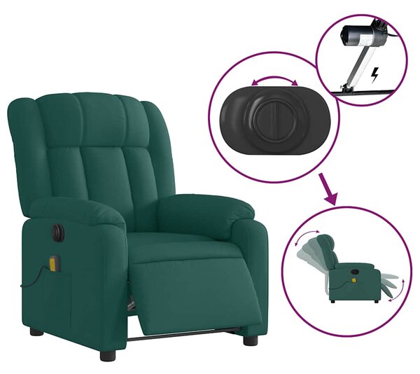 Elektrické masážní polohovací křeslo tmavě zelené textil 3205310