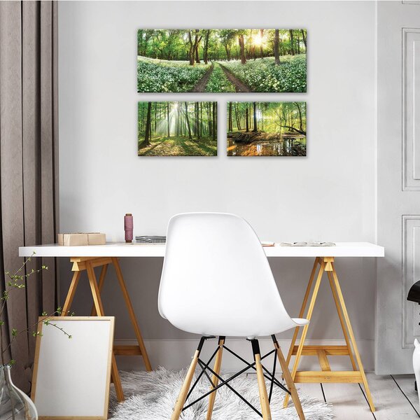 Obraz na plátně: Cesta lesem - set 1ks 80x30 cm a 2ks 37,5x24,8 cm