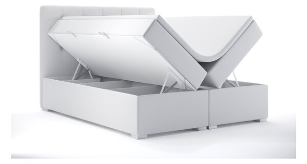 Boxspring postel 160 cm Ronda (bílá ekokůže) (s úložným prostorem)