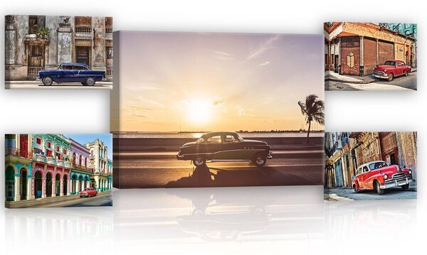 Obraz na plátně: Havana - set 1ks 70x50 cm a 4ks 32,4x22,8 cm