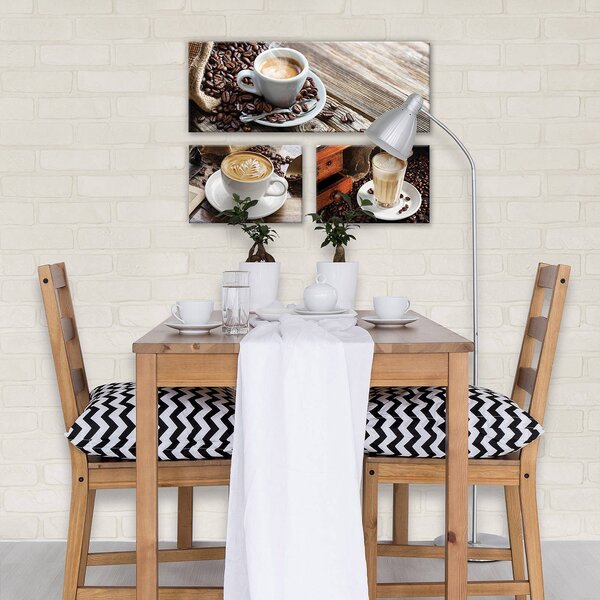 Obraz na plátně: Pauza na kávu - set 1ks 80x30 cm a 2ks 37,5x24,8 cm