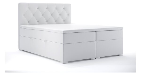 Kontinentální postel 140 cm Ronda (bílá ekokůže) (s úložným prostorem). 1044319