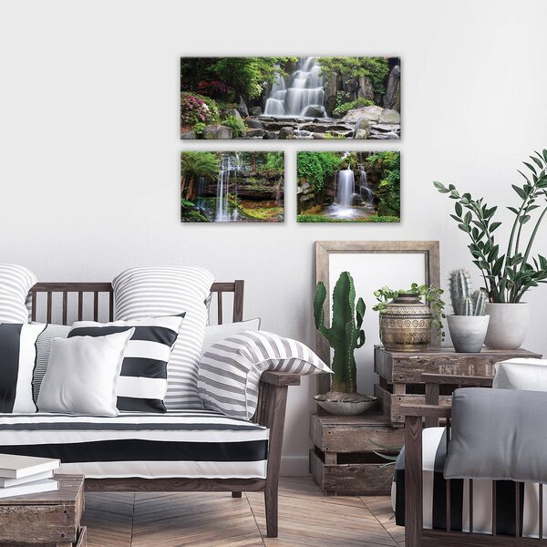 Obraz na plátně: Vodopády - set 1ks 80x30 cm a 2ks 37,5x24,8 cm