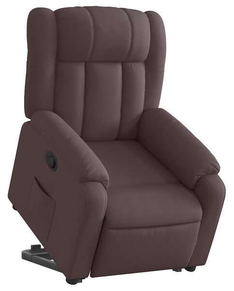 Zvedací polohovací křeslo tmavě hnědé textil 3205321
