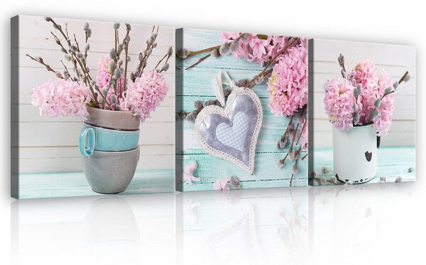 Obraz na plátně: Zátiší s hyacinty - set 3ks 25x25cm