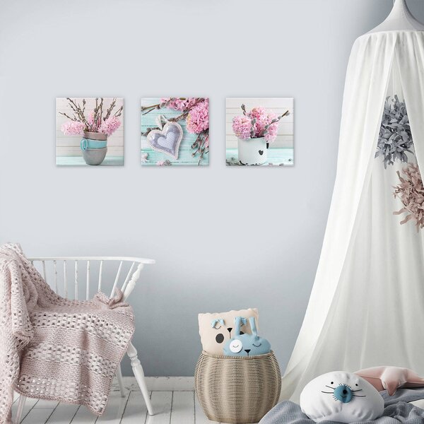 Obraz na plátně: Zátiší s hyacinty - set 3ks 25x25cm