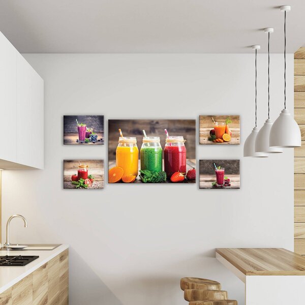 Obraz na plátně: Smoothie (2) - set 1ks 70x50 cm a 4ks 32,4x22,8 cm