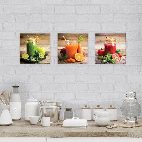 Obraz na plátně: Smoothie - set 3ks 25x25cm
